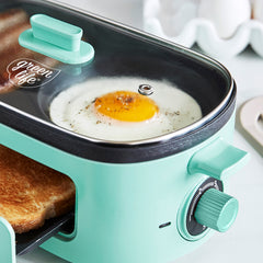 Breakfast Station, Toaster with Frying Pan, Portable Oven Breakfast Maker  with Coffee Machine, Non Stick Die Cast Grill/Griddle for Bread Egg  Sandwich