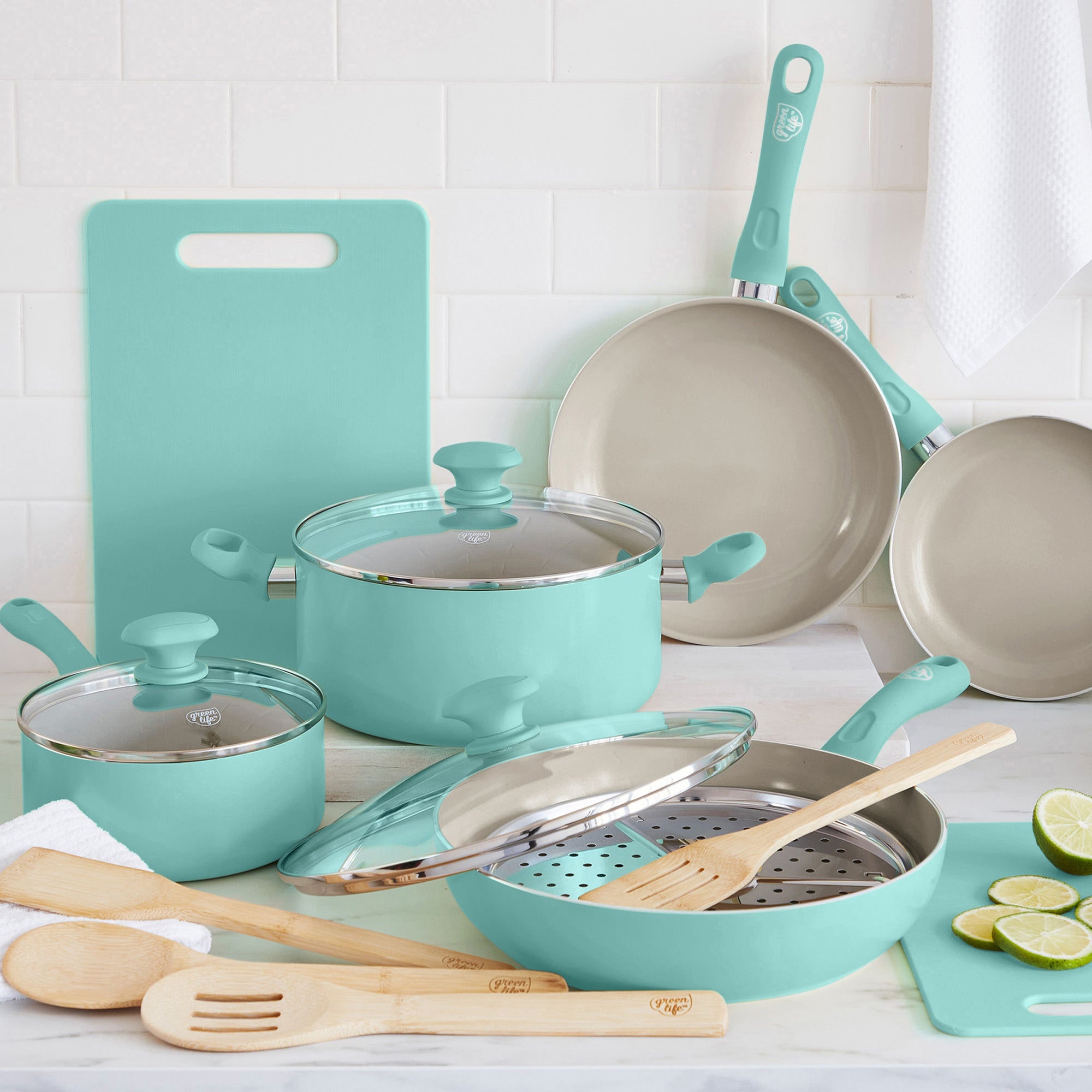 GreenLife Ceramic Nonstick Pink Cooking Pots & Pans 15pc Set