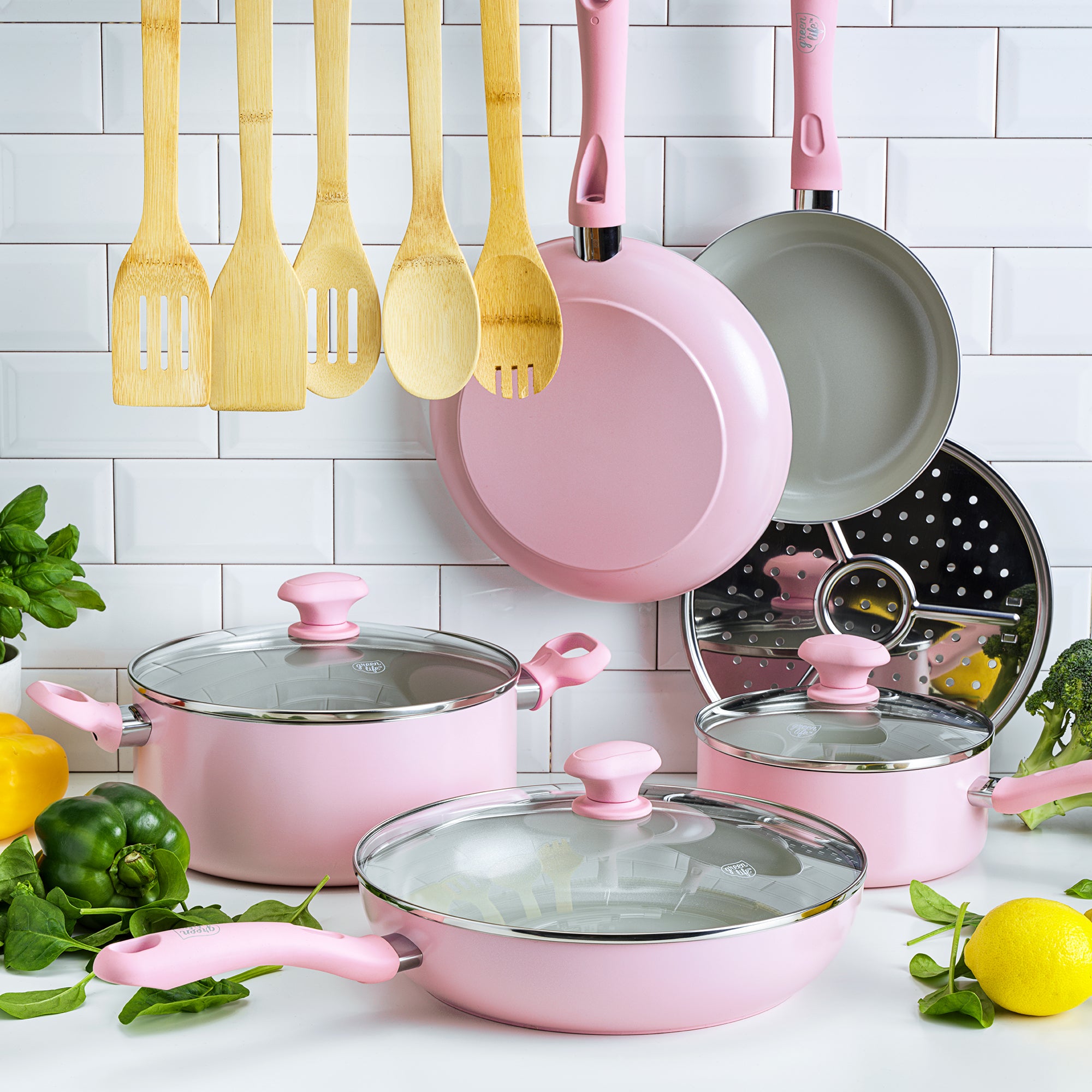 Upgrade your kitchen cookware with this pink ten-piece pot and pans se –