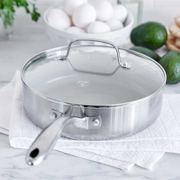 GreenPan Chatham Stainless Steel 3.75-Quart Saute Pan with Lid