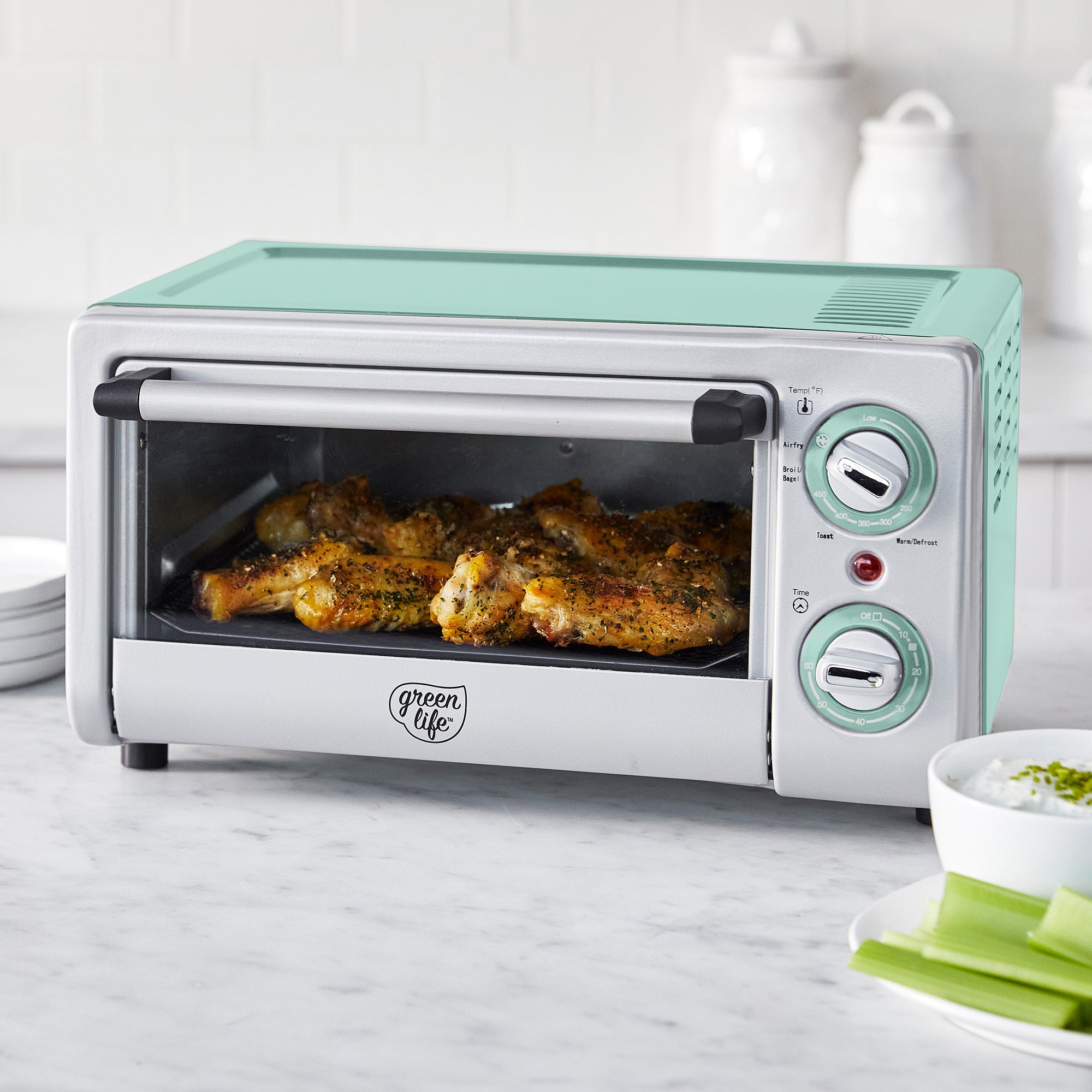 Oster Air Fryer Oven, 10-in-1 Countertop Toaster Oven, XL Fits 2 16 Pizzas, Stainless Steel French Doors